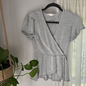 Striped Wrap Blouse